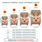 1-Piece Reindeer Christmas Festive Cute Fun Holiday  Suitcase Luggage Cover, Stretch Protective Sleeve