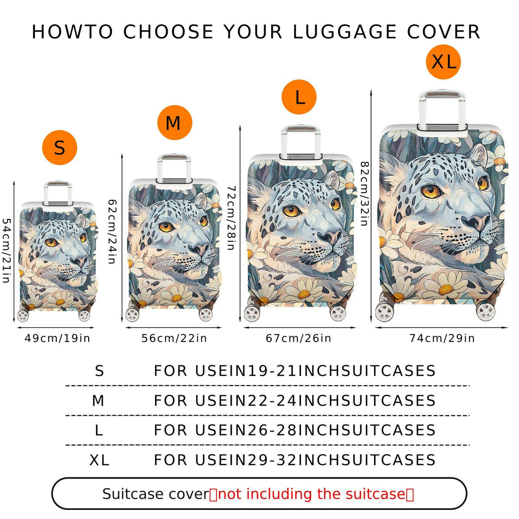1-Piece Leopard Floral Daisy Stylish Travel  Suitcase Luggage Cover, Stretch Protective Sleeve