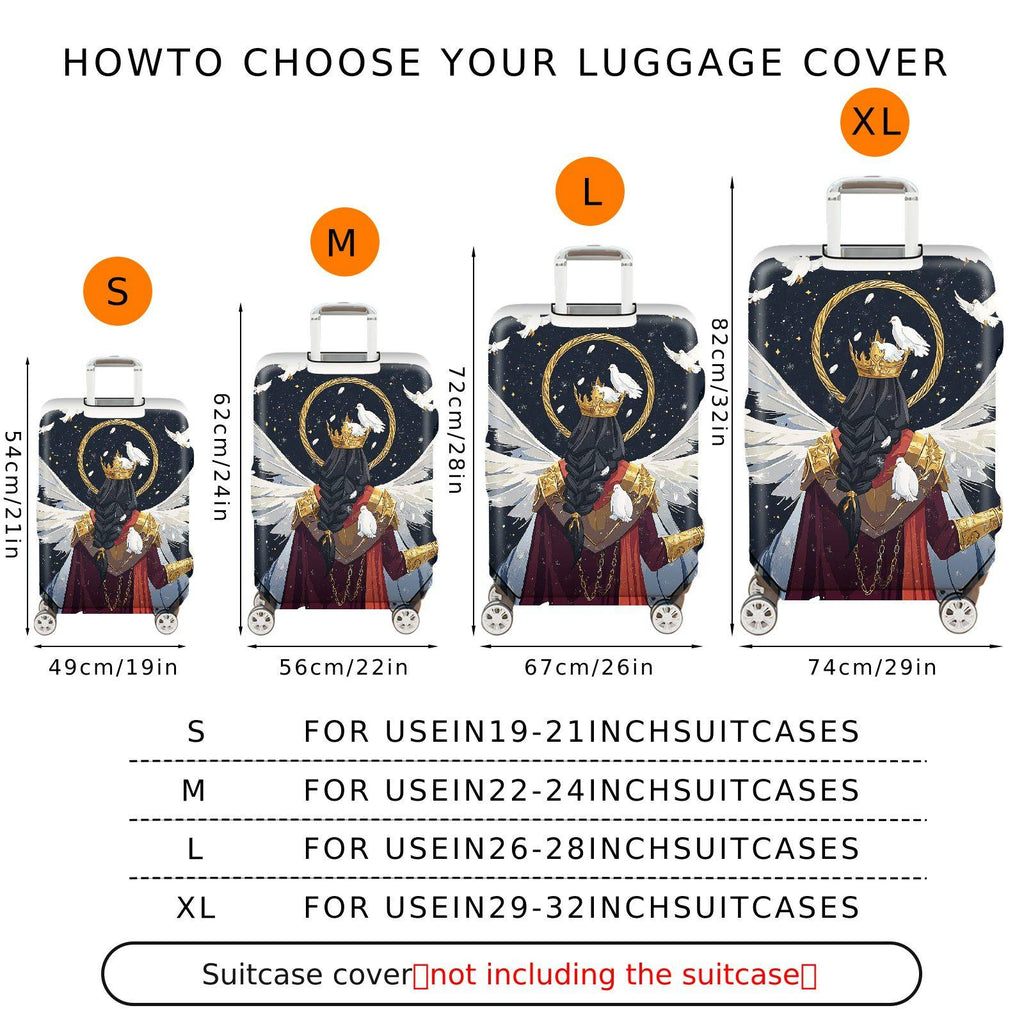 1-Piece Angel Crown Wing Feather Dove Star  Suitcase Luggage Cover, Stretch Protective Sleeve