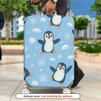 1-Piece Penguin Snowflake Winter Holiday Fun Friendly  Suitcase Luggage Cover, Stretch Protective Sleeve