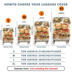 1-Piece Christmas Teddy Bear Snow Winter Holiday  Suitcase Luggage Cover, Stretch Protective Sleeve