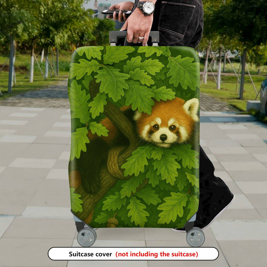 1-Piece Cute Green Forest Animal Red Panda Nature  Suitcase Luggage Cover, Stretch Protective Sleeve