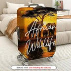 1-Piece African Wildlife Elephant Nature Sunset Tree Safari  Suitcase Luggage Cover, Stretch Protective Sleeve