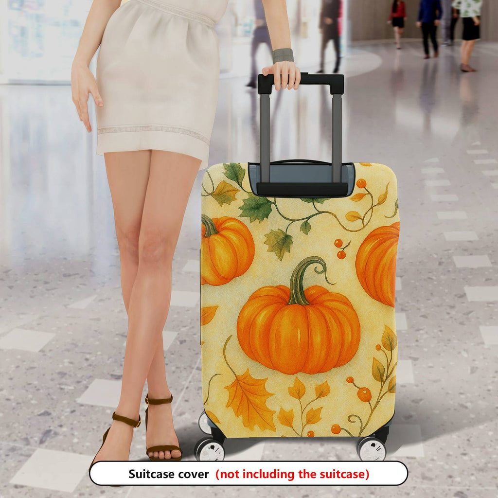 1-Piece Pumpkin Autumn Leaves Harvest Thanksgiving Holiday  Suitcase Luggage Cover, Stretch Protective Sleeve