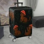 1-Piece Adorable Forest Mushroom Rabbit Woodland Black  Suitcase Luggage Cover, Stretch Protective Sleeve