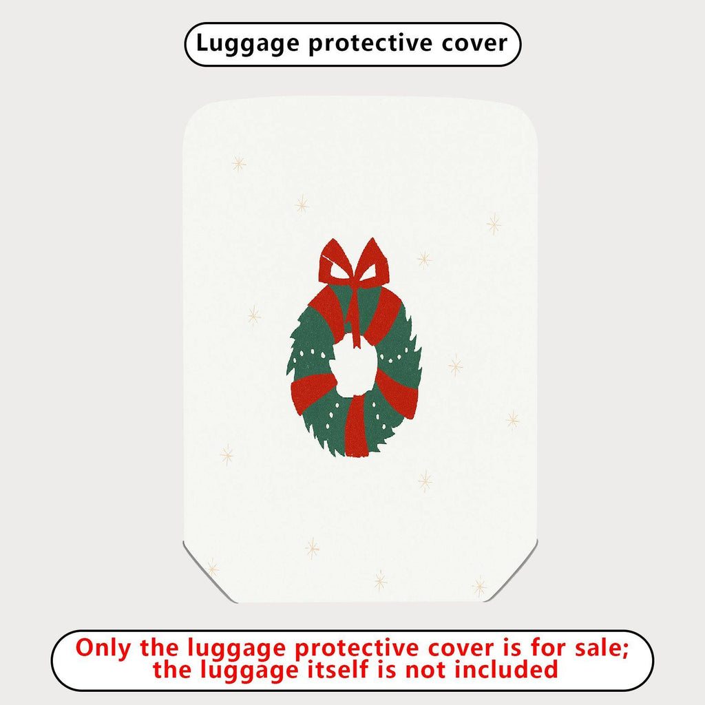 1-Piece Christmas Wreath Bow Snowflakes Holiday  Suitcase Luggage Cover, Stretch Protective Sleeve