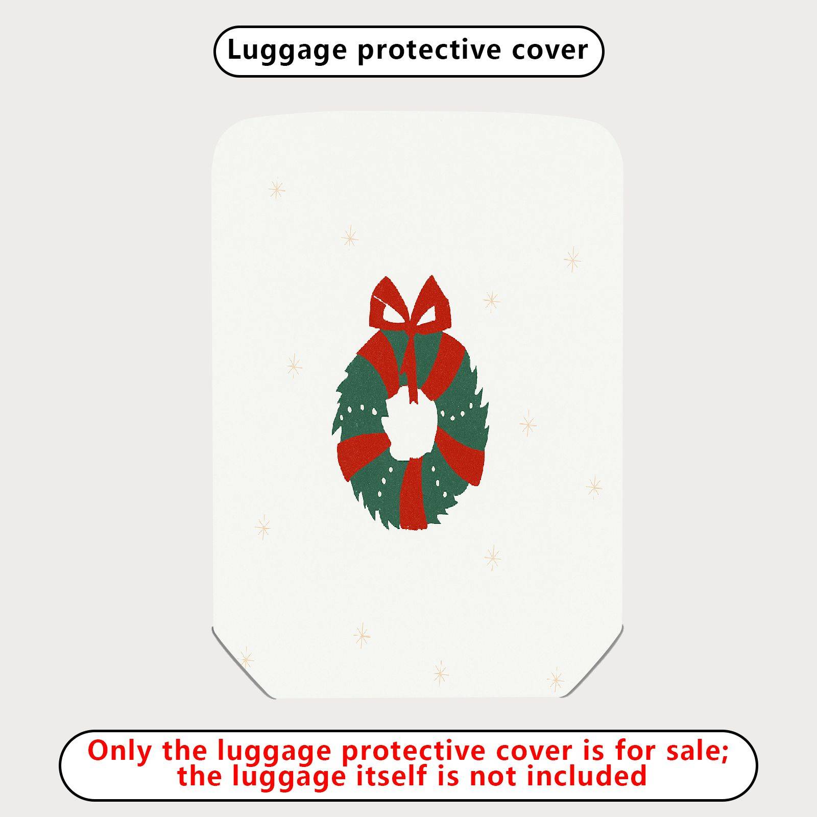 1-Piece Christmas Wreath Bow Snowflakes Holiday  Suitcase Luggage Cover, Stretch Protective Sleeve