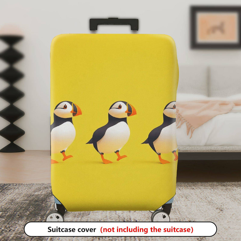1-Piece Yellow Puffin Bird Animal  Cute Fun  Suitcase Luggage Cover, Stretch Protective Sleeve