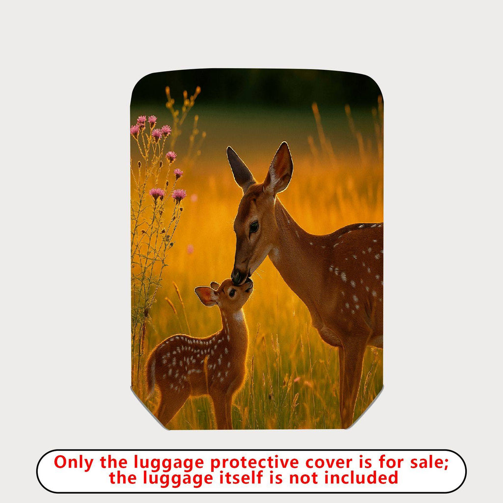 1-Piece Deer Nature Sunset Floral Animal Landscape  Suitcase Luggage Cover, Stretch Protective Sleeve