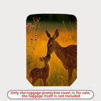 1-Piece Deer Nature Sunset Floral Animal Landscape  Suitcase Luggage Cover, Stretch Protective Sleeve