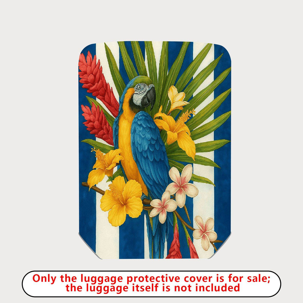 1-Piece Tropical Parrot Floral Stripe Colorful  Suitcase Luggage Cover, Stretch Protective Sleeve