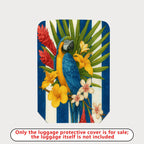 1-Piece Tropical Parrot Floral Stripe Colorful  Suitcase Luggage Cover, Stretch Protective Sleeve