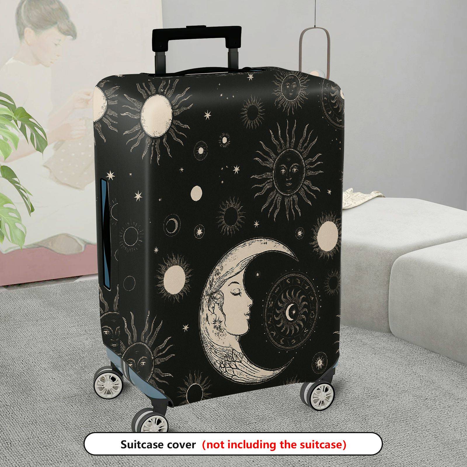 1-Piece Moon Sun Star Cosmic Celestial Universe Galaxy  Suitcase Luggage Cover, Stretch Protective Sleeve