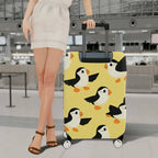 1-Piece Animal Puffin Yellow Vibrant Fun  Suitcase Luggage Cover, Stretch Protective Sleeve