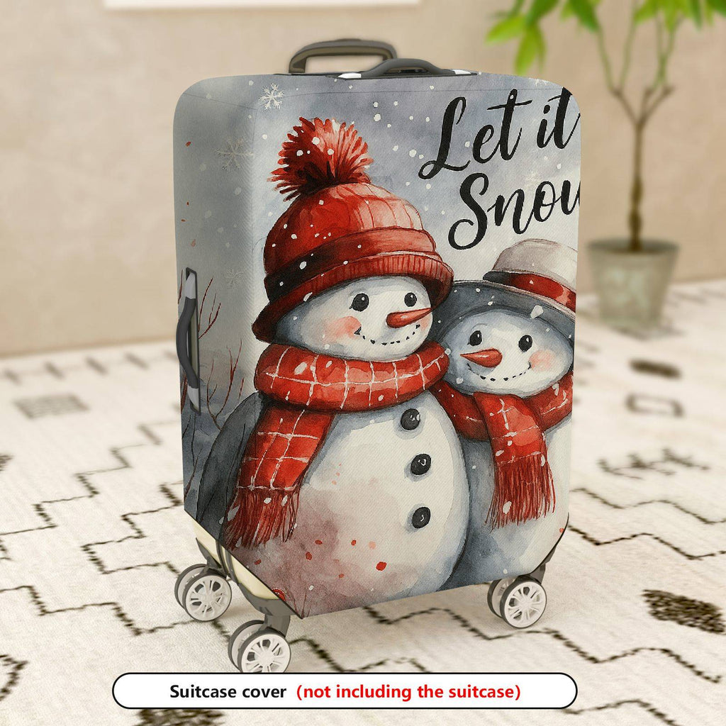 1-Piece Snowman Winter Christmas Holiday Festive  Suitcase Luggage Cover, Stretch Protective Sleeve