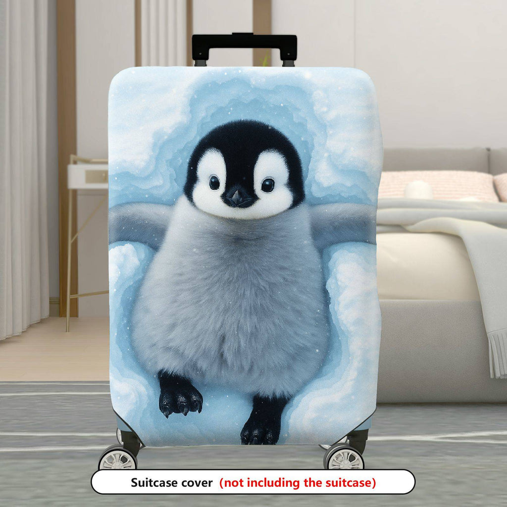 1-Piece Cute Penguin Snow Winter Travel  Suitcase Luggage Cover, Stretch Protective Sleeve
