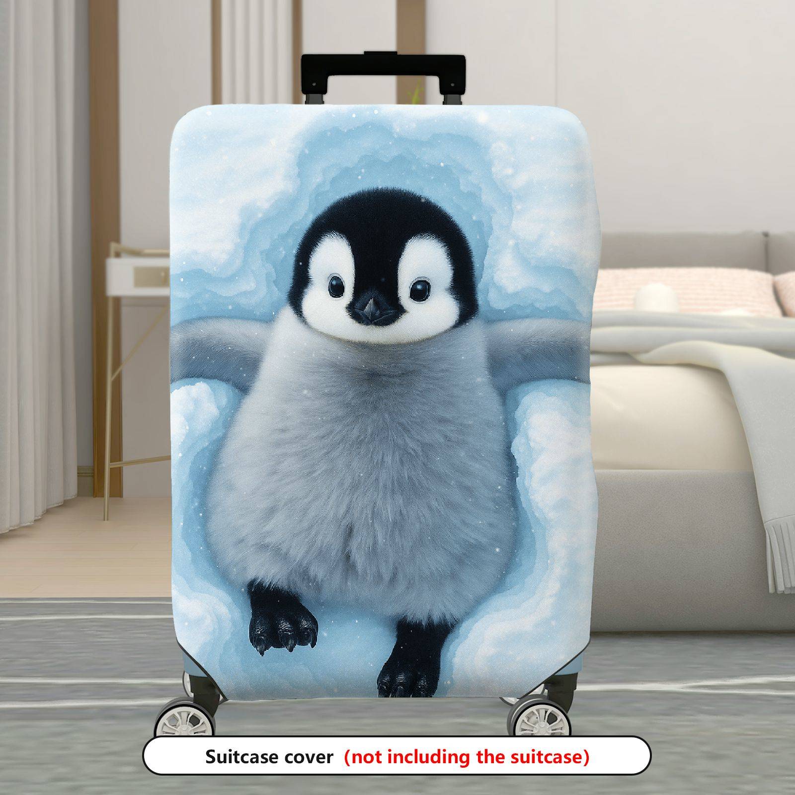 1-Piece Cute Penguin Snow Winter Travel  Suitcase Luggage Cover, Stretch Protective Sleeve