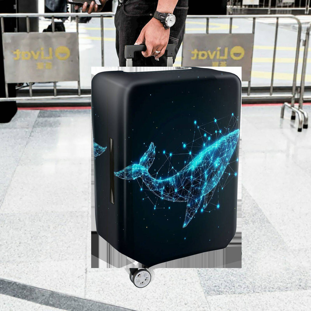 1-Piece Cosmic Whale Starry Network Futuristic Digital Abstract  Suitcase Luggage Cover, Stretch Protective Sleeve