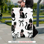 1-Piece Black Cat Bow Knot Paw Ribbon Cute  Suitcase Luggage Cover, Stretch Protective Sleeve