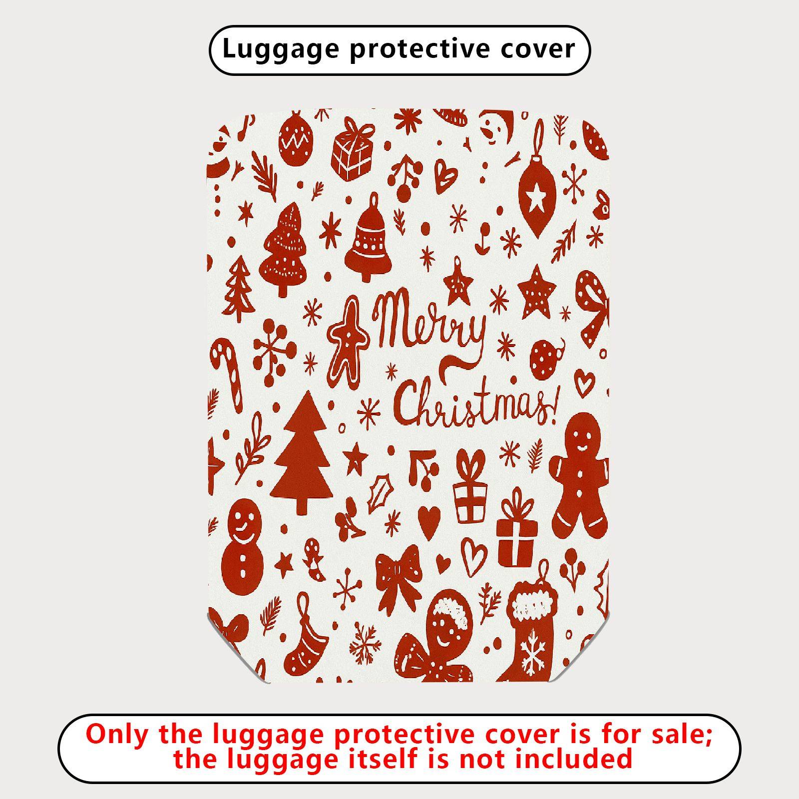 1-Piece Christmas Festive Holiday Merry Gingerbread Snowman  Suitcase Luggage Cover, Stretch Protective Sleeve