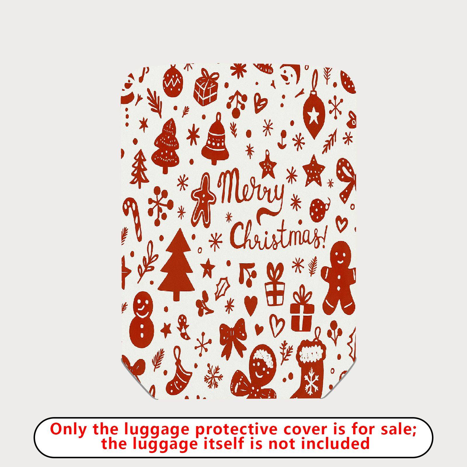 1-Piece Christmas Festive Holiday Merry Gingerbread Snowman  Suitcase Luggage Cover, Stretch Protective Sleeve