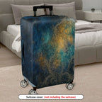 1-Piece Abstract Galaxy Blue Gold Ornate Elegant Universal  Suitcase Luggage Cover, Stretch Protective Sleeve