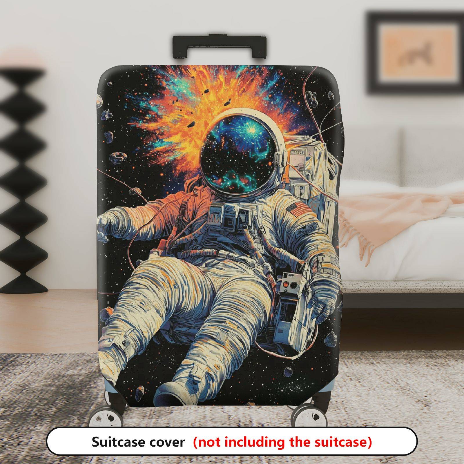 1-Piece Cosmic Astronaut Explosion Galaxy Universe Outer Space  Suitcase Luggage Cover, Stretch Protective Sleeve