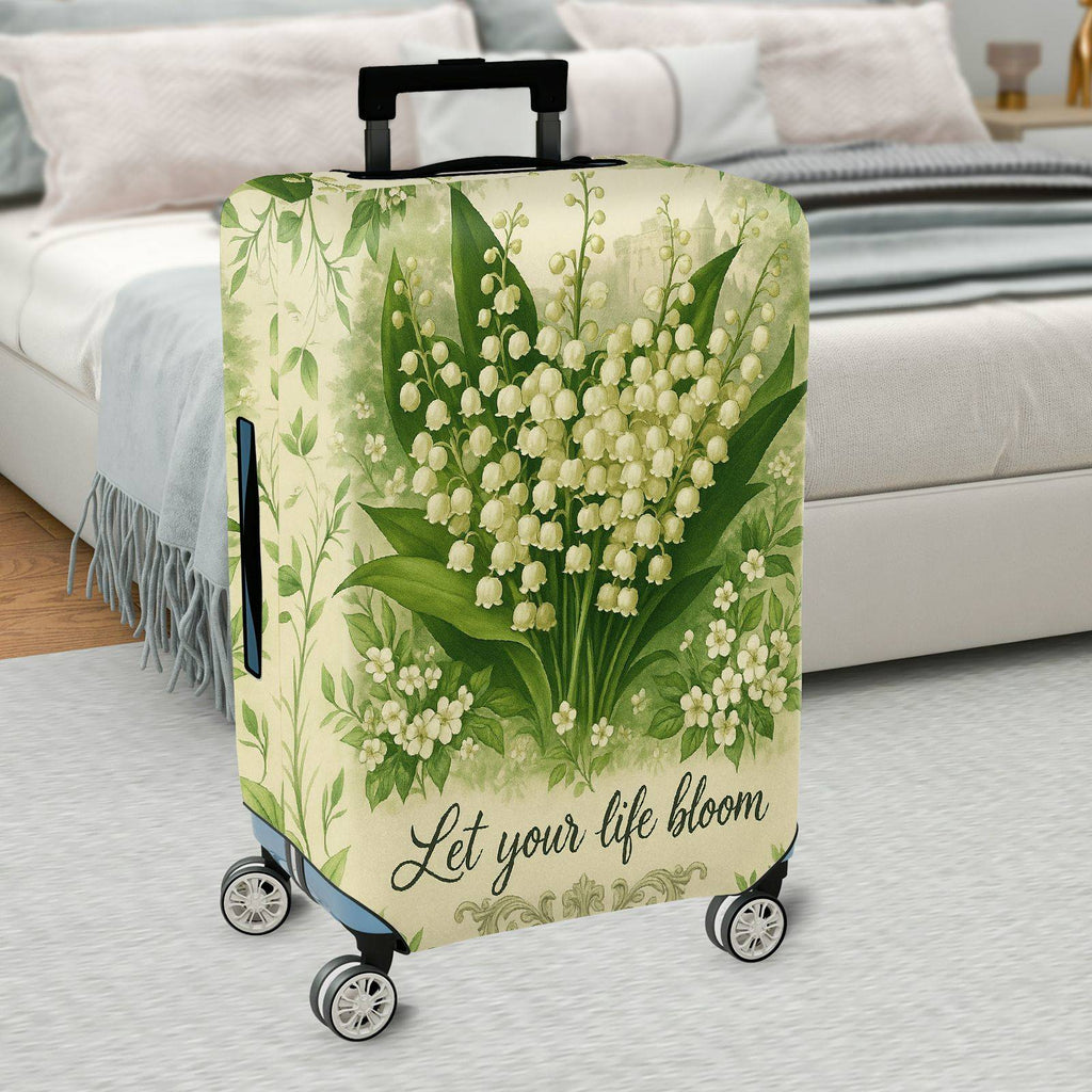 1-Piece Floral Blossom Green Nature Botanical Inspirational Quote  Suitcase Luggage Cover, Stretch Protective Sleeve