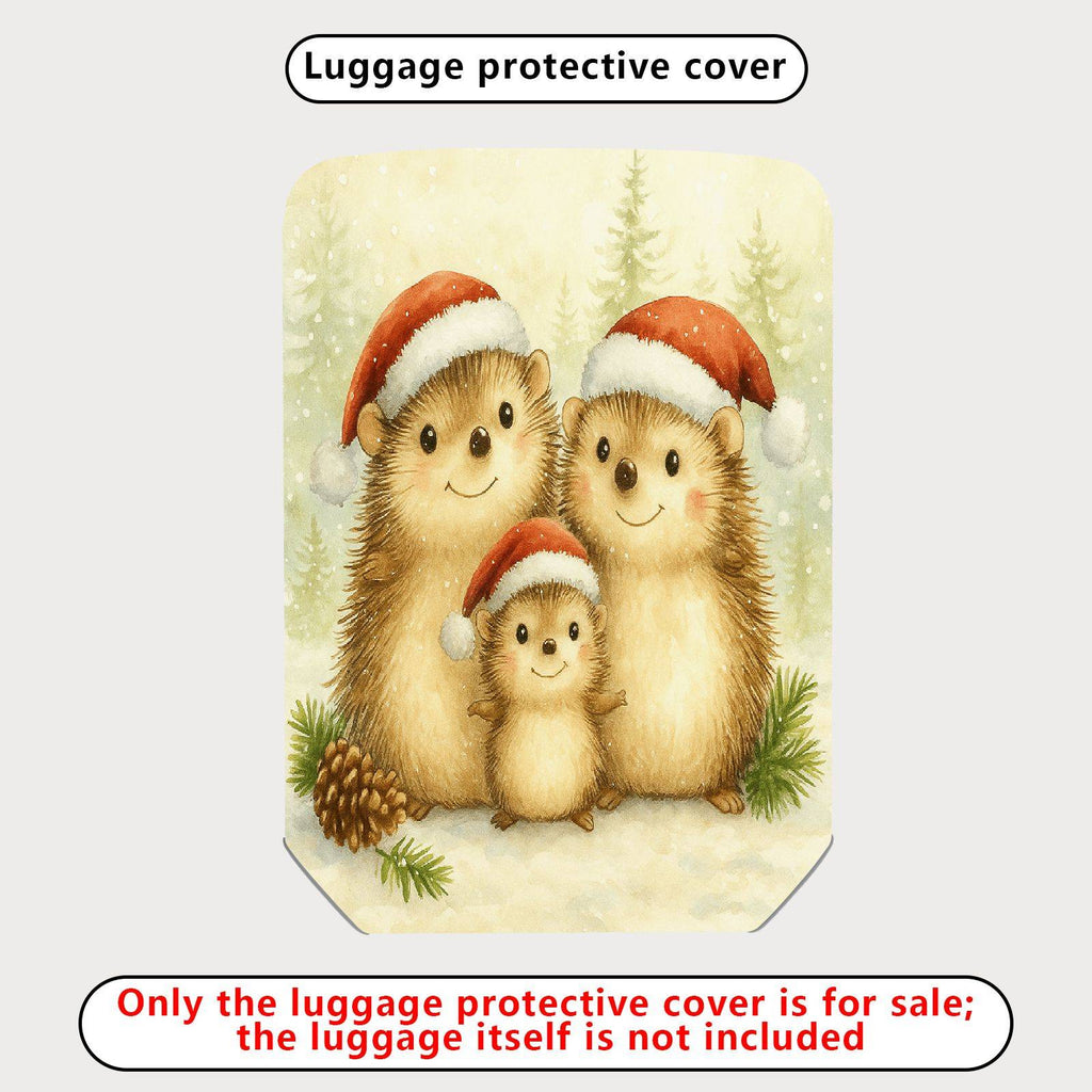 1-Piece Hedgehog Christmas Holiday Cute Family Santa  Suitcase Luggage Cover, Stretch Protective Sleeve