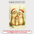 1-Piece Hedgehog Christmas Holiday Cute Family Santa  Suitcase Luggage Cover, Stretch Protective Sleeve