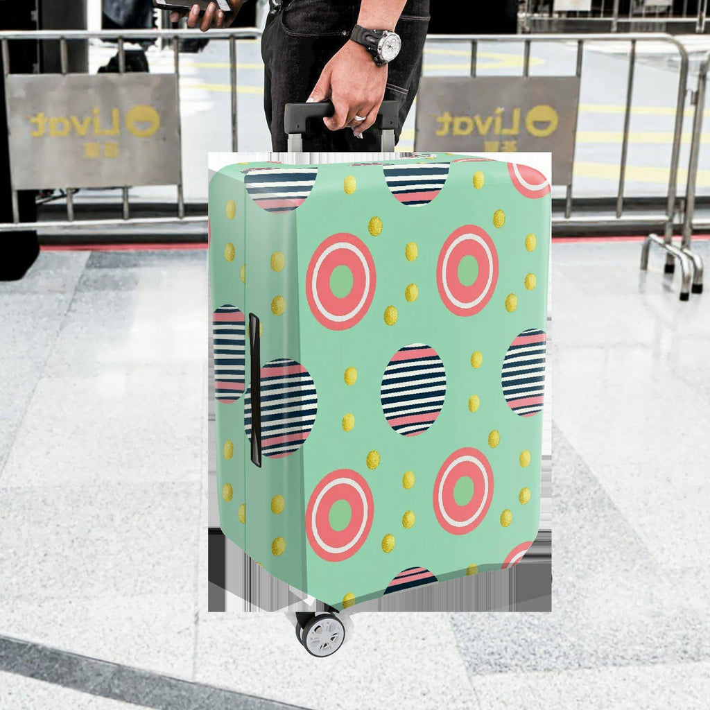 1-Piece Pastel Geometric Stripes Circles Dots Colorful  Suitcase Luggage Cover, Stretch Protective Sleeve