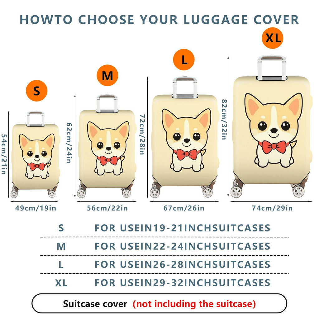 1-Piece Cute Corgi  Dog Red Bowtie Animal  Suitcase Luggage Cover, Stretch Protective Sleeve