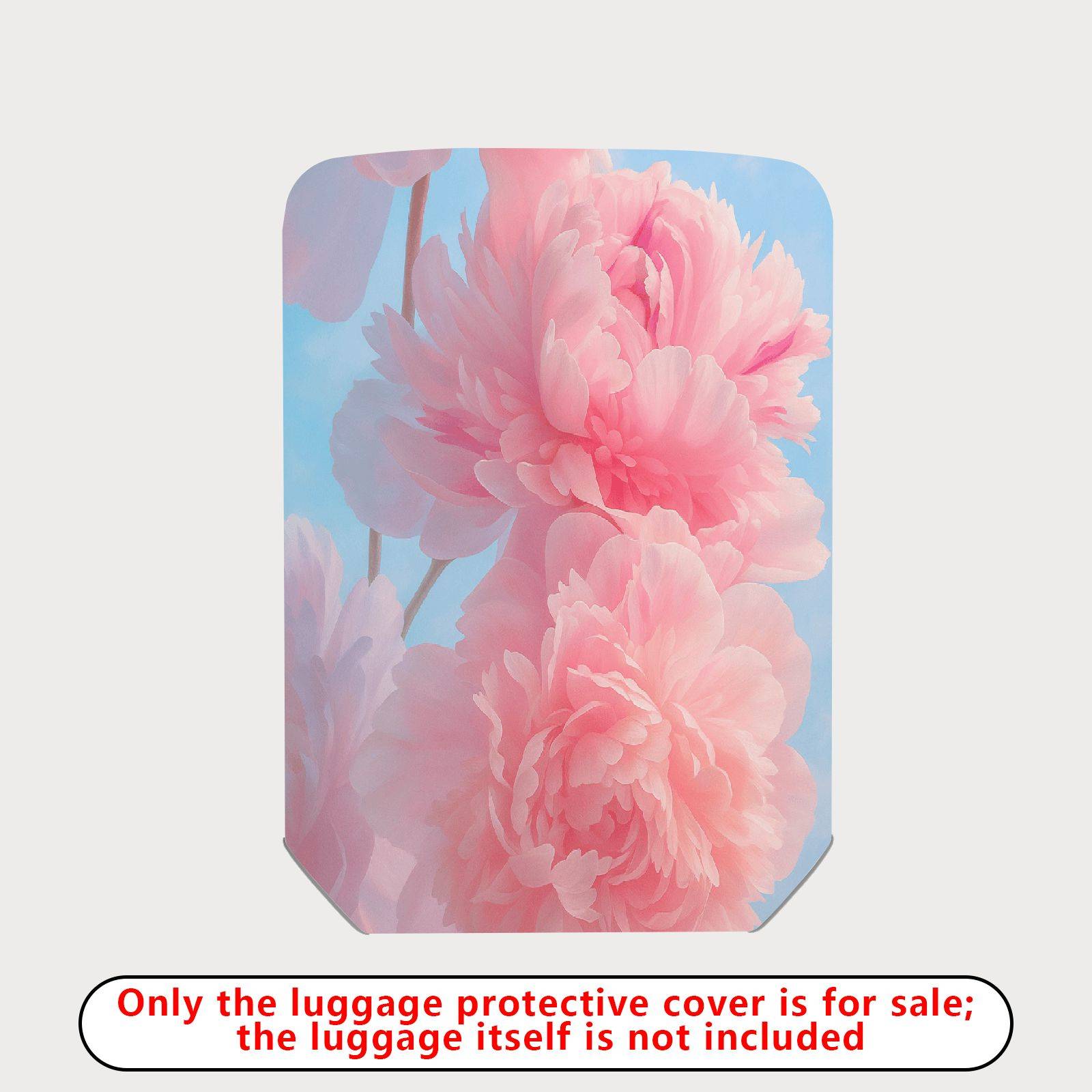 1-Piece Pink Floral Peony Elegant Soft Sky  Suitcase Luggage Cover, Stretch Protective Sleeve