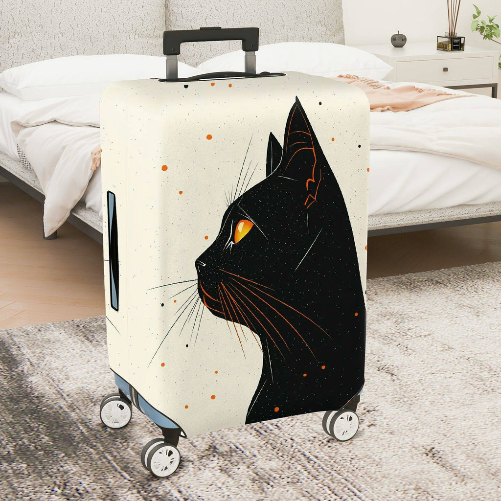 1-Piece Black Cat Orange Eyes Starry Night Cosmic  Suitcase Luggage Cover, Stretch Protective Sleeve