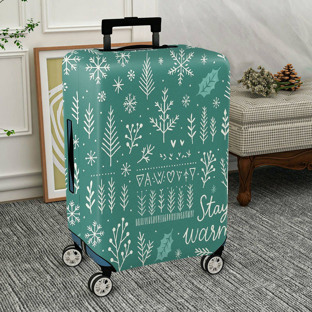 1-Piece Snowflakes Christmas Winter Holiday Festive  Suitcase Luggage Cover, Stretch Protective Sleeve