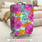 1-Piece Floral Pink Orange Blue Leaf Berry  Suitcase Luggage Cover, Stretch Protective Sleeve