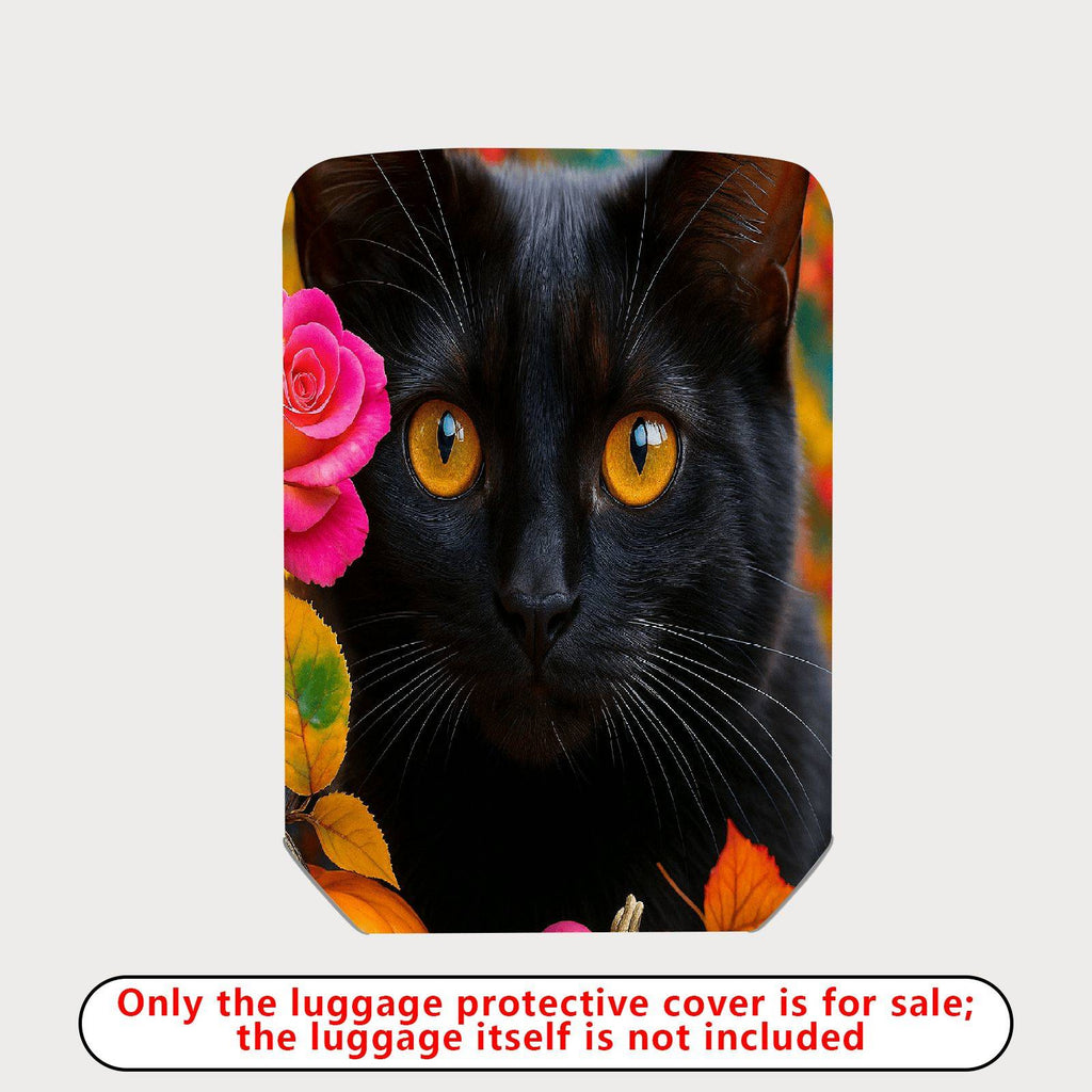1-Piece Cat Flower Autumn Colorful Artistic Cute  Suitcase Luggage Cover, Stretch Protective Sleeve