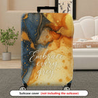 1-Piece Abstract Artistic Splash Golden Blue Marble Whirl  Suitcase Luggage Cover, Stretch Protective Sleeve