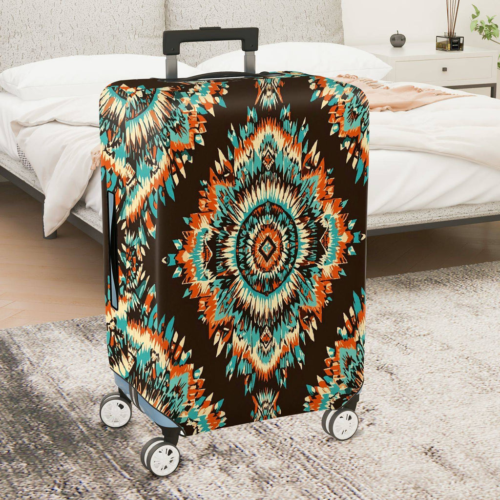 1-Piece Colorful Geometric Ethnic Aztec Mandala Tribal  Suitcase Luggage Cover, Stretch Protective Sleeve