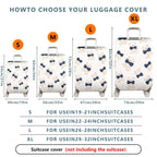 1-Piece Cute Teddy Bear Blue Bow Tie  Fun Playful  Suitcase Luggage Cover, Stretch Protective Sleeve