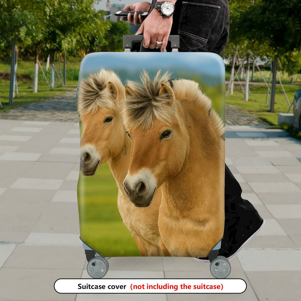 1-Piece Horse Nature Landscape Animal Wildlife Green  Suitcase Luggage Cover, Stretch Protective Sleeve