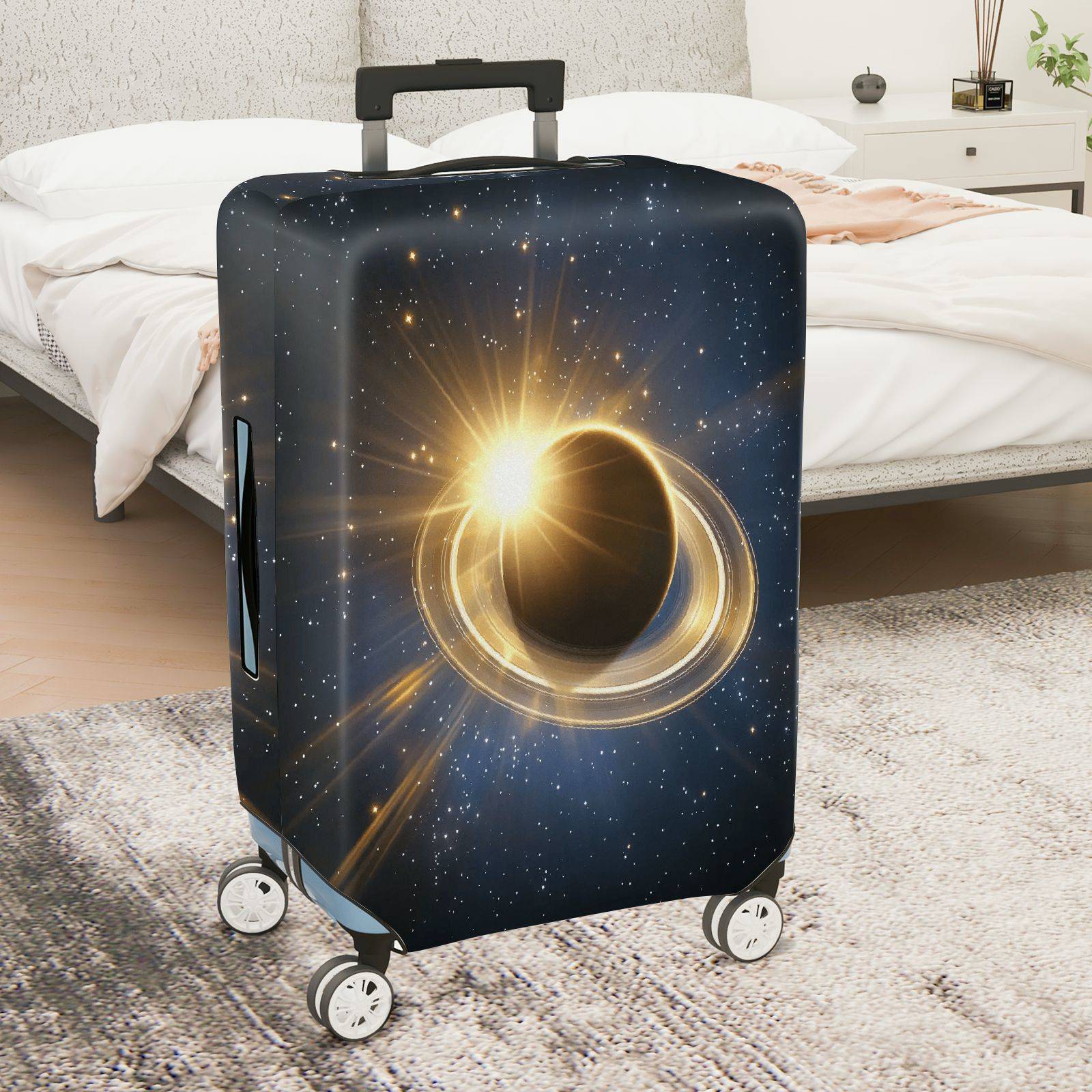 1-Piece Cosmic Galaxy Star Solar Eclipse Astronomy  Suitcase Luggage Cover, Stretch Protective Sleeve