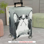 1-Piece Cute Cat Print Artistic Monochrome Stylish Graphic Unique  Suitcase Luggage Cover, Stretch Protective Sleeve