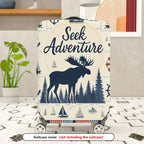 1-Piece Adventure Moose Forest Nautical Retro  Suitcase Luggage Cover, Stretch Protective Sleeve