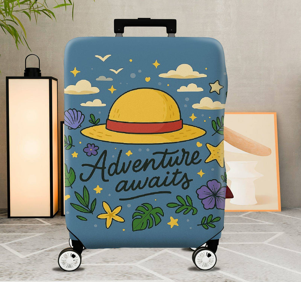 1-Piece Adventure Awaits Floral Hat Cloud Star  Suitcase Luggage Cover, Stretch Protective Sleeve