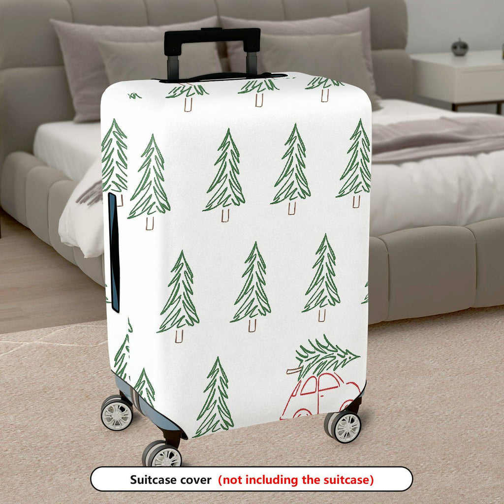 1-Piece Green Pine Tree Forest Car Holiday  Suitcase Luggage Cover, Stretch Protective Sleeve
