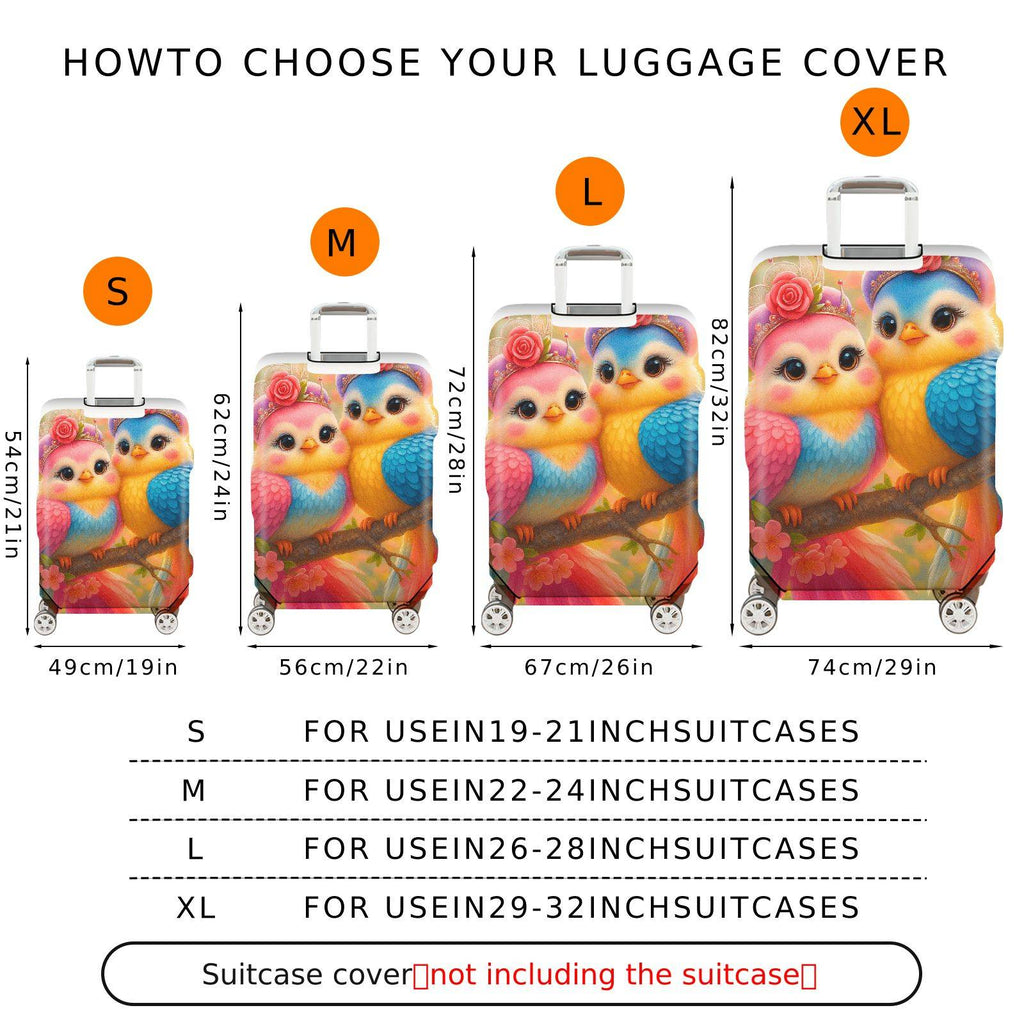 1-Piece Colorful Bird Floral Nature Artistic Cute  Suitcase Luggage Cover, Stretch Protective Sleeve