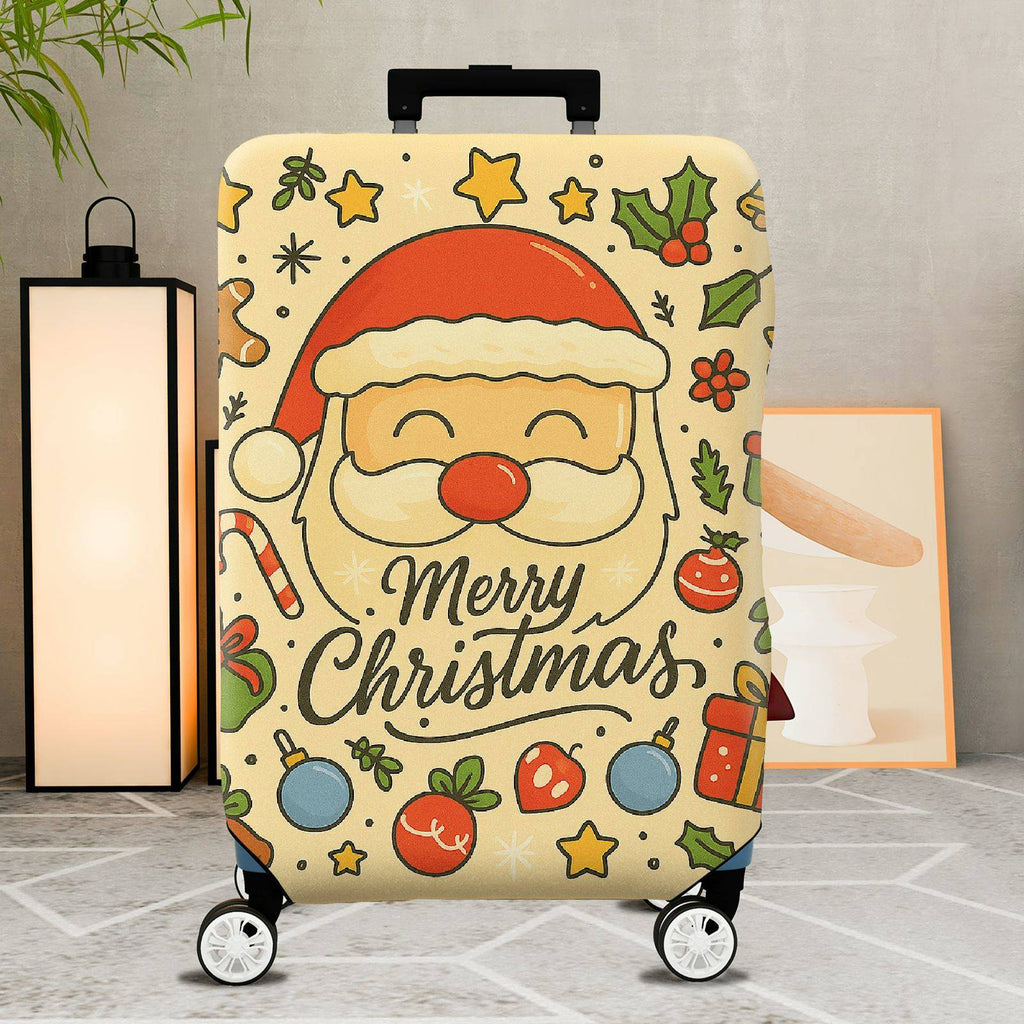 1-Piece Santa Gingerbread Candy Cane Christmas Holiday Gift  Suitcase Luggage Cover, Stretch Protective Sleeve