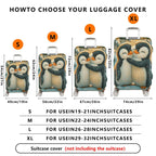 1-Piece Cute Penguin Winter Snow Love Friendship Hug  Suitcase Luggage Cover, Stretch Protective Sleeve