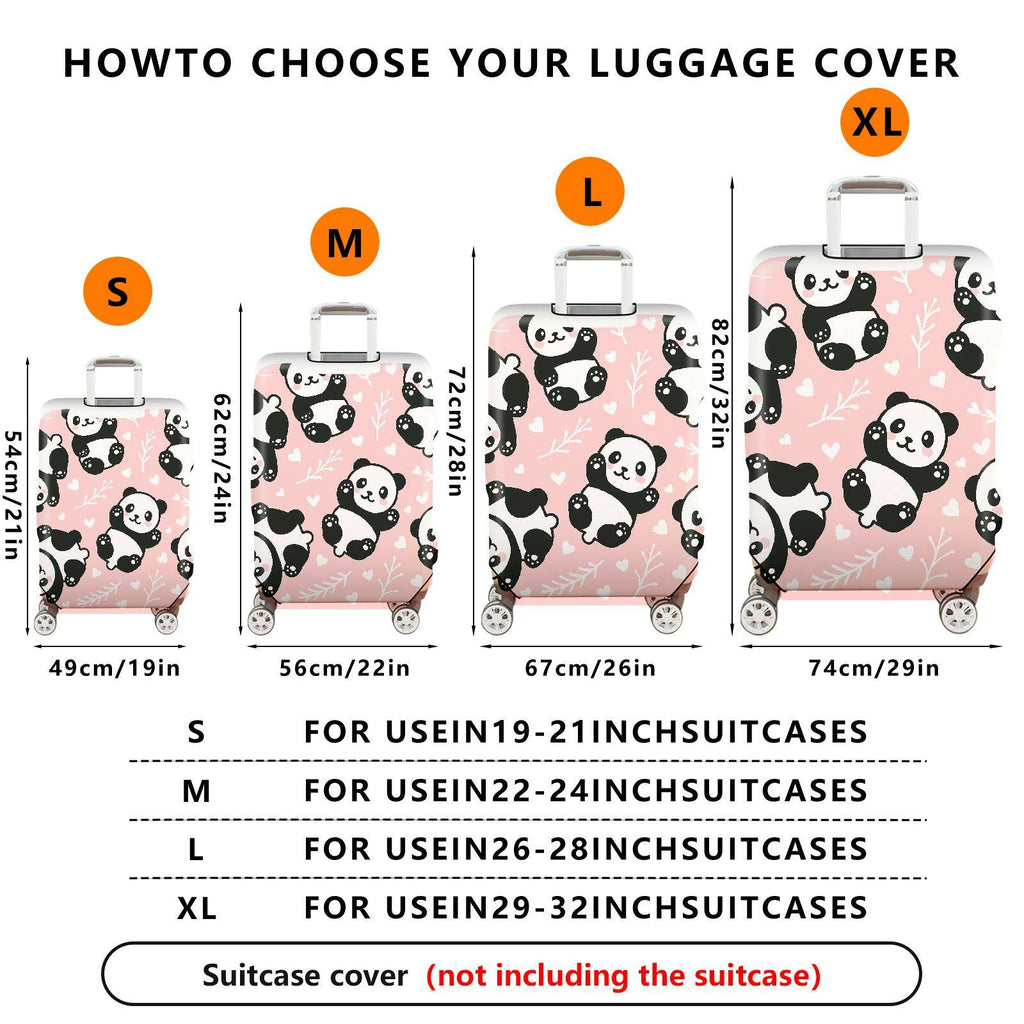 1-Piece Pink Cute Panda Heart Floral Pattern  Suitcase Luggage Cover, Stretch Protective Sleeve